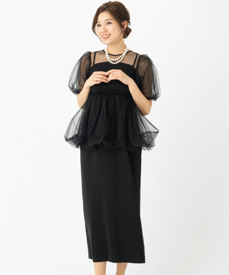 Select Shop チュールレイヤードトップス&タイトスカート ブラック系