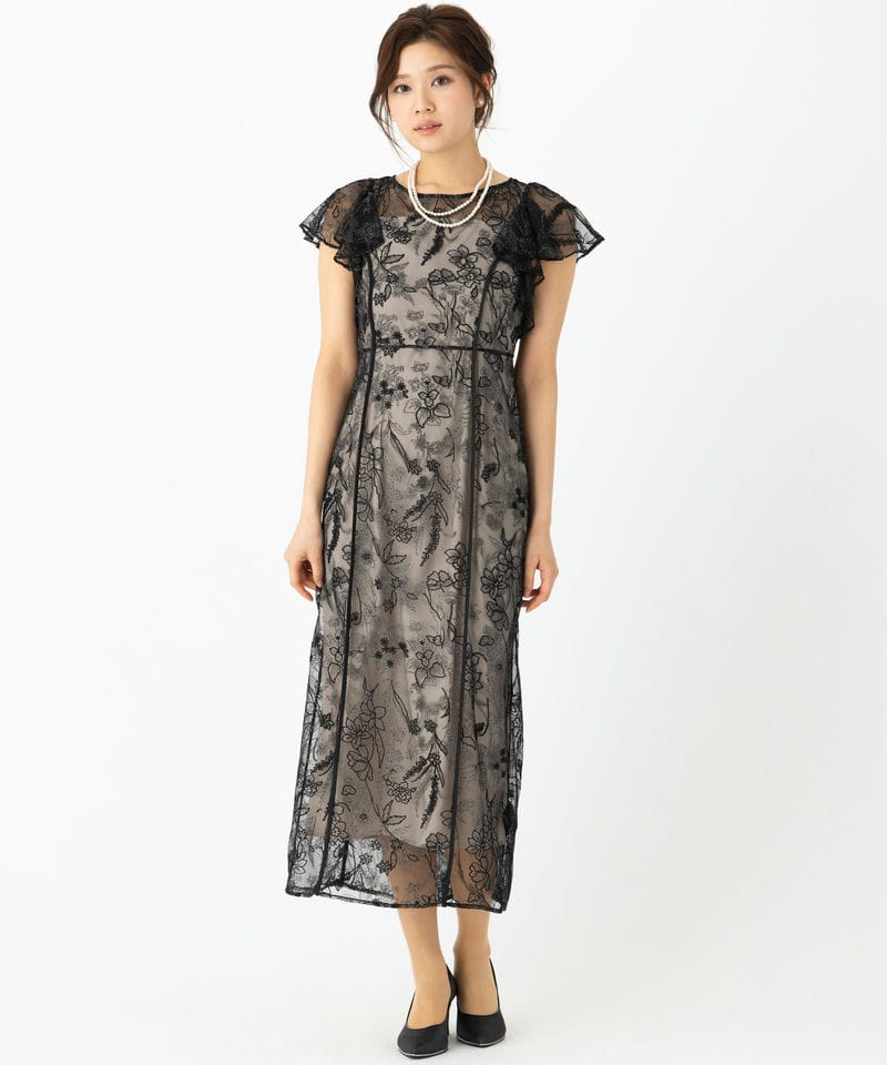 新品タグ付きFRAY I.D モールエンブロイダリーレースドレス結婚式参列ドレス FRAY I.D フレイアイディー ミックスエンブロイダリーレースドレス