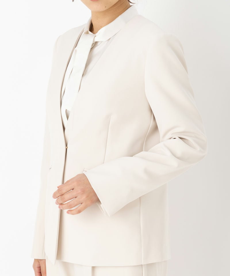 OPAQUE.CLIP 【スーツ3点SET】ノーカラーVネックジャケット&ワイド