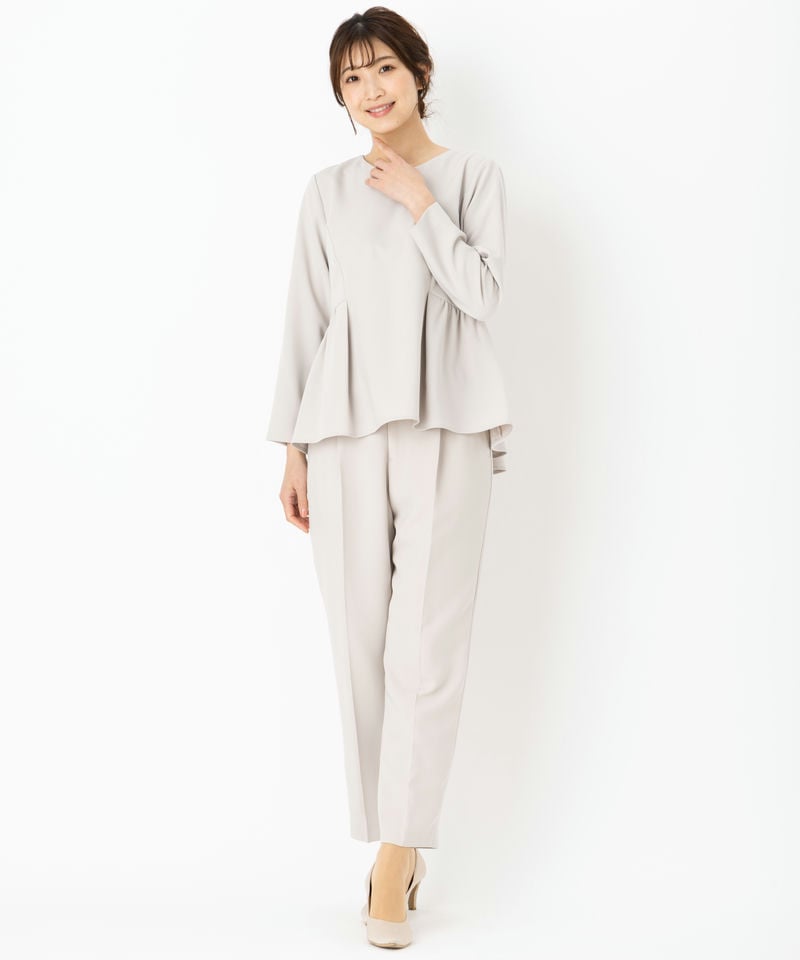 Select Shop 【スーツ2点SET】パール使いペプラムブラウス&パンツ
