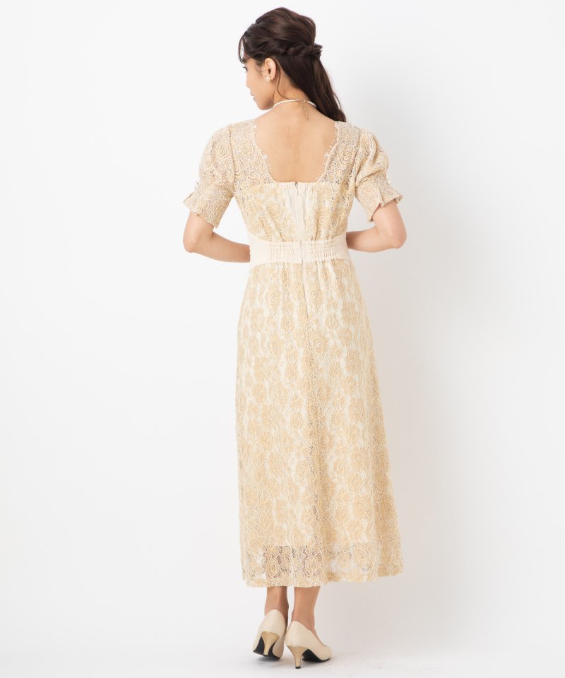 LilyBrown リリーブラウン ウエストクロスラメレースドレス イエロー系