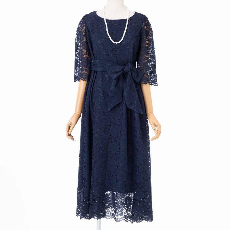 Select Shop 【授乳マタニティ】総レースロングドレス ネイビー系