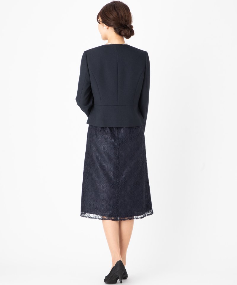 Select Shop 【スーツ2点SET】ノーカラージャケット&レース使い