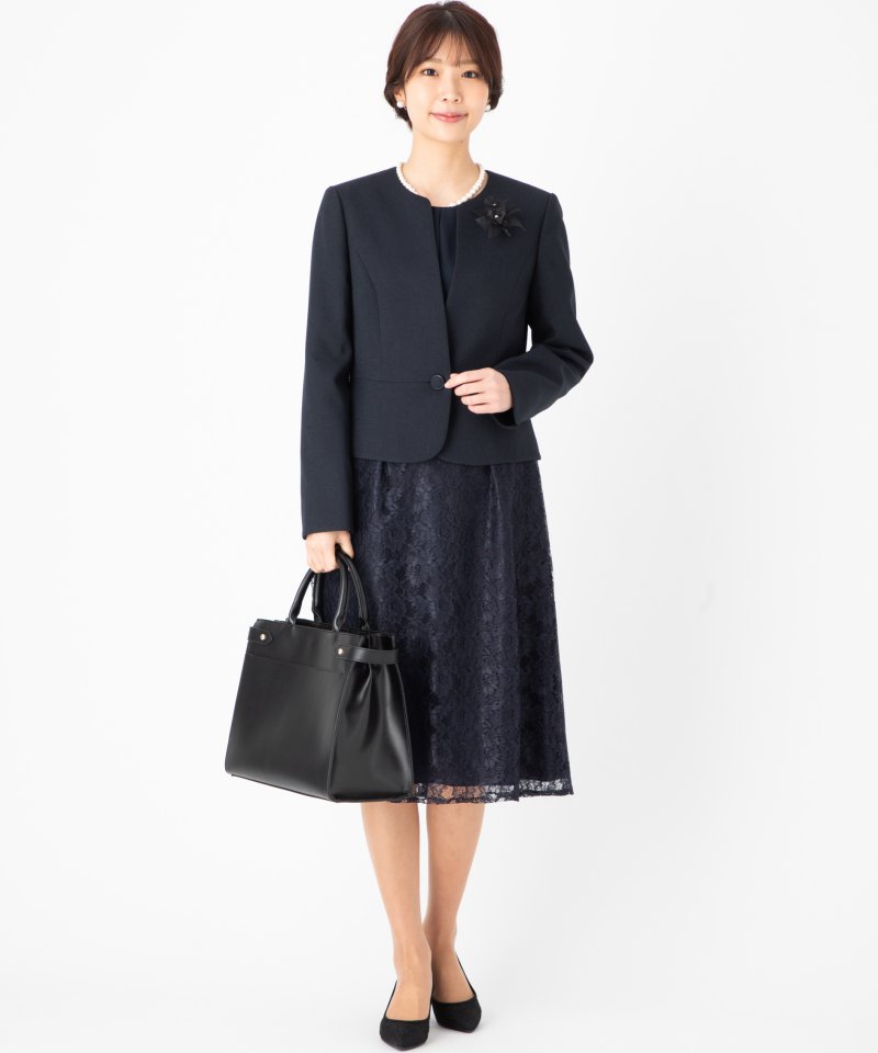 Select Shop 【スーツ2点SET】ノーカラージャケット&レース使い