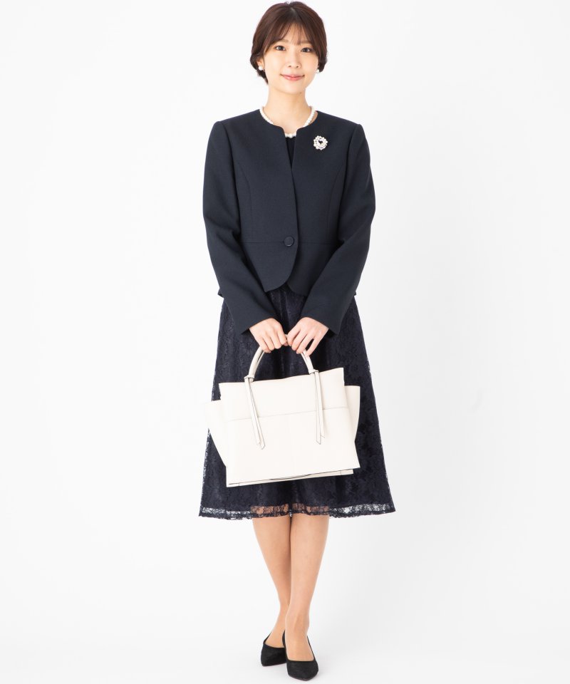 Select Shop 【スーツ2点SET】ノーカラージャケット&レース使い