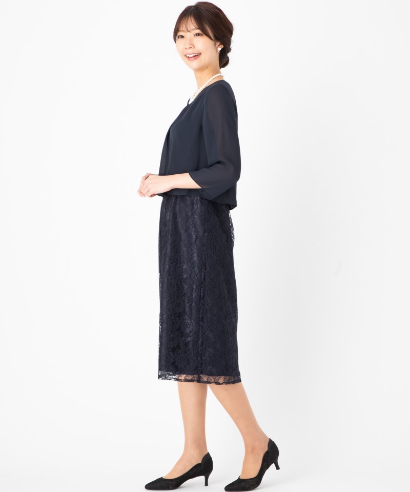 Select Shop 【スーツ2点SET】ノーカラージャケット&レース使い
