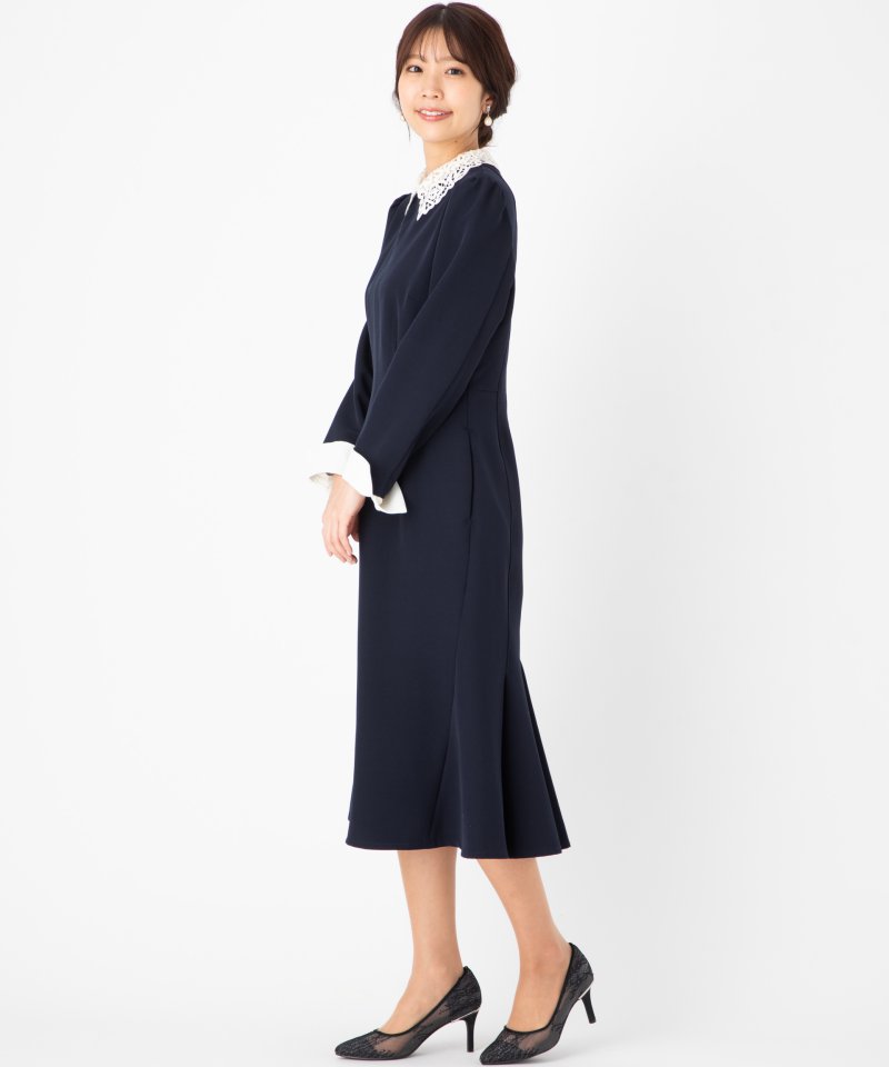 CELFORD セルフォード 刺繍カラータイトワンピース ネイビー系 | 結婚