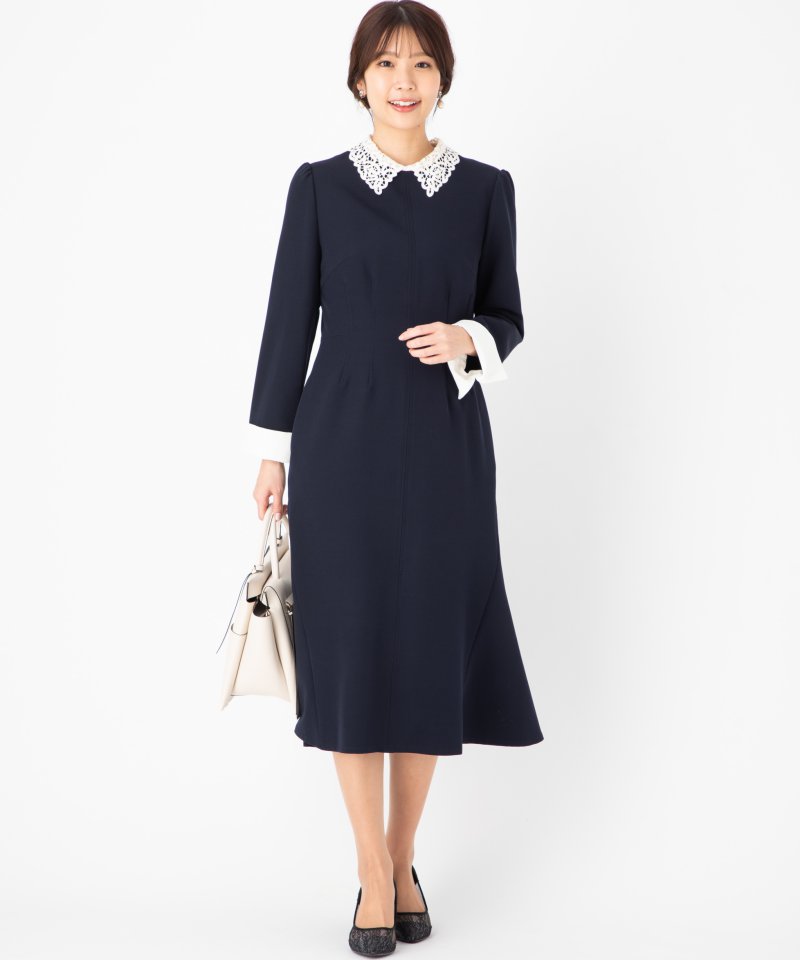 CELFORD セルフォード 刺繍カラータイトワンピース ネイビー系 | 結婚