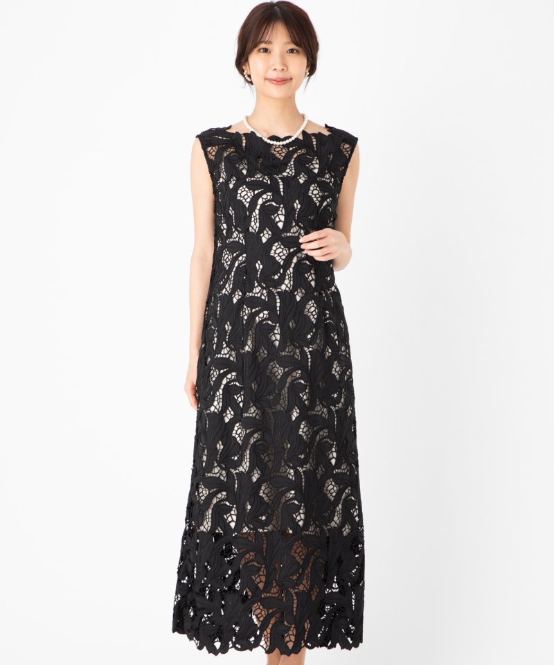 FRAY I.D フレイアイディー オーナメントラインパネルドレス ブラック