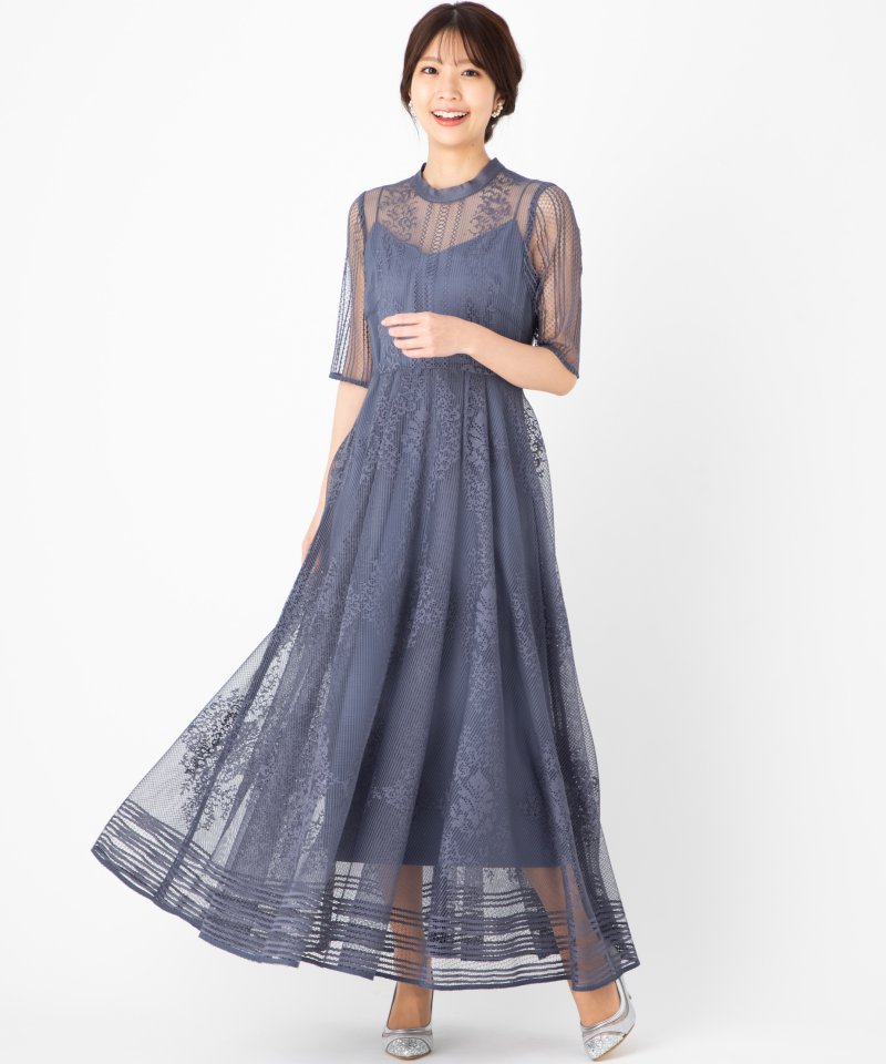 FRAY I.D フレイアイディー オーナメントパネルドレス ブルー系 | 結婚