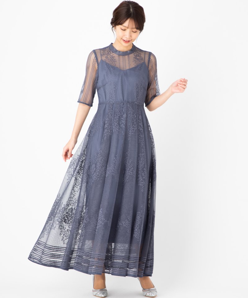 FRAY I.D フレイアイディー オーナメントパネルドレス ブルー系 | 結婚
