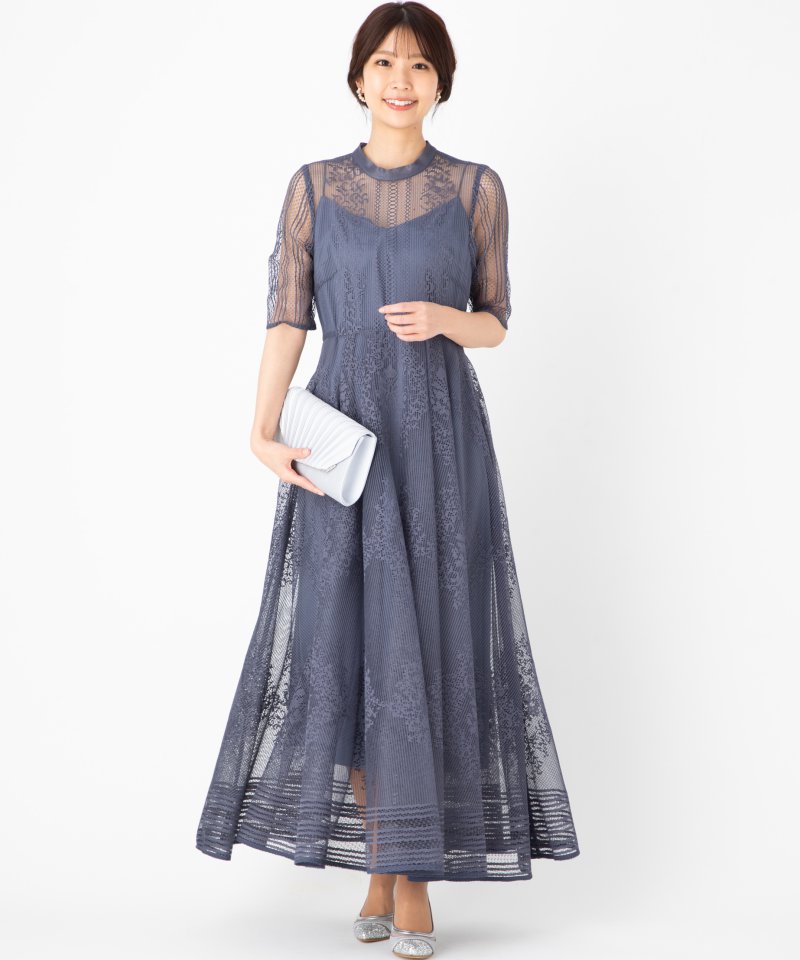 FRAY I.D フレイアイディー オーナメントパネルドレス ブルー系 | 結婚