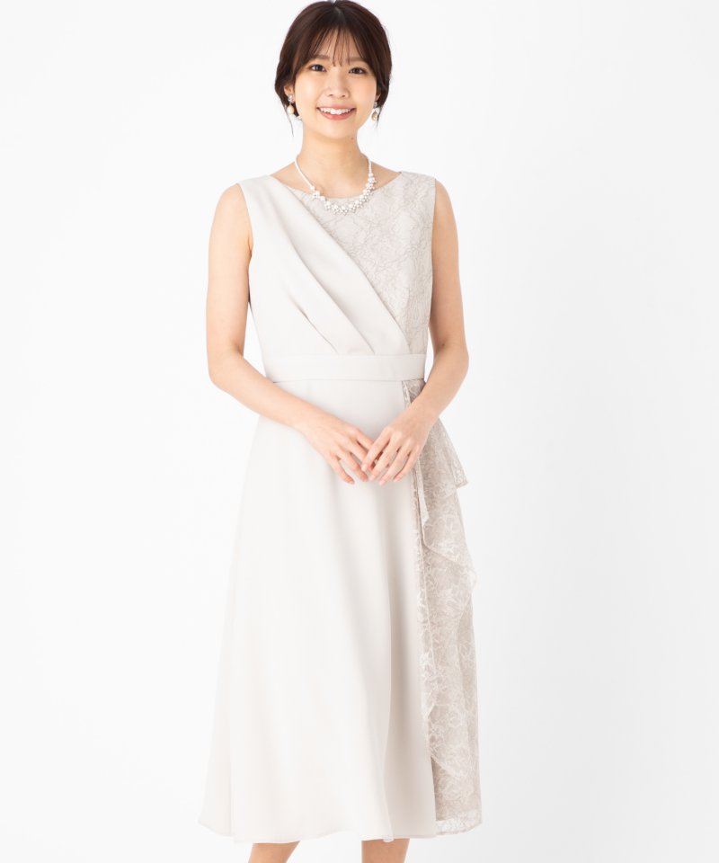 Aimer エメ レースアシンメトリーフィット&フレアドレス ベージュ系