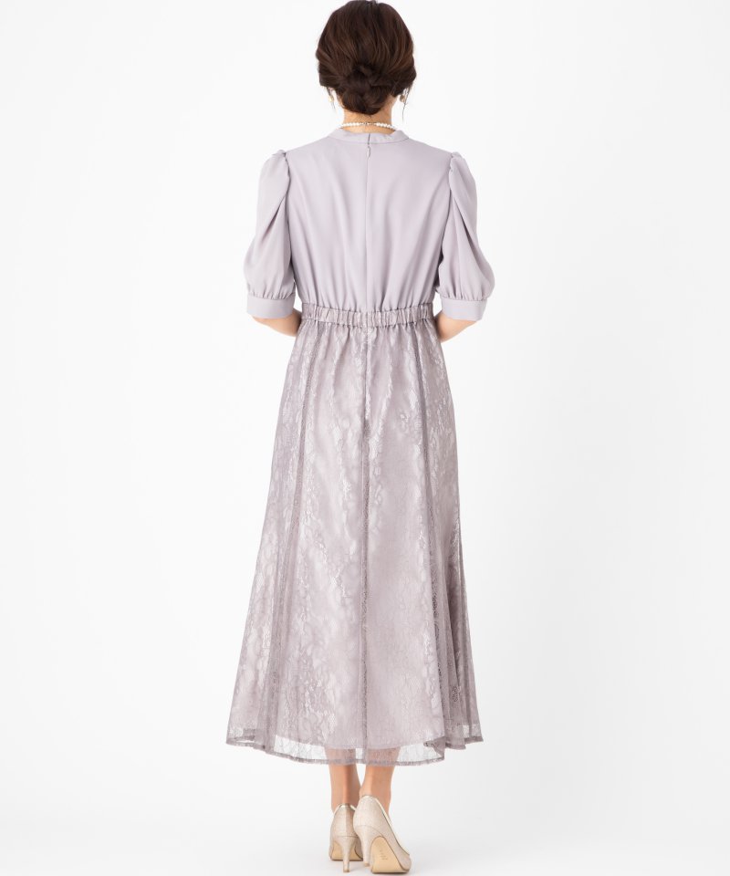 Aimer エメ 袖付きレースソフトマーメイドドレス その他 x グレー系 x