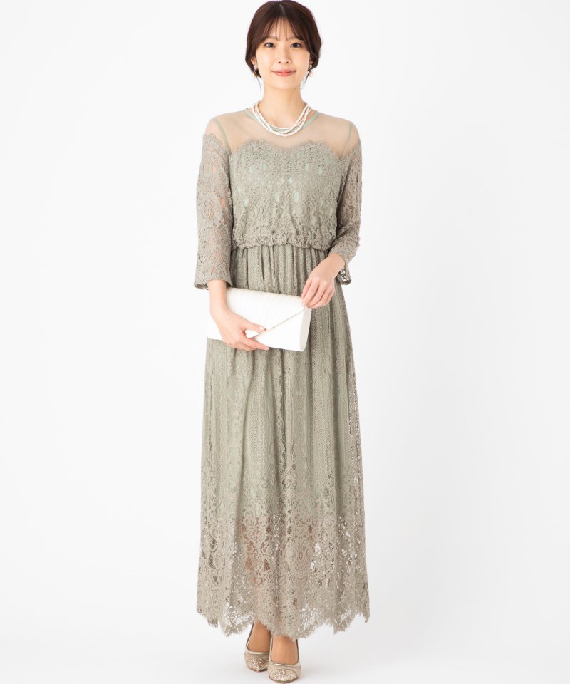 ADAM ET ROPE' 【ドレス2点SET】アダムエロぺ チュールパネルレース