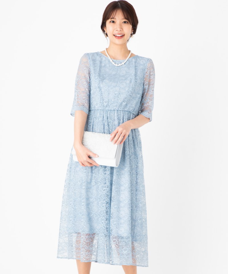 Aimer エメ　ラッセルレースアンクル丈ドレス Aimer 【ドレス2点セット】エメ ラッセルレース5分袖アンクル丈ドレス
