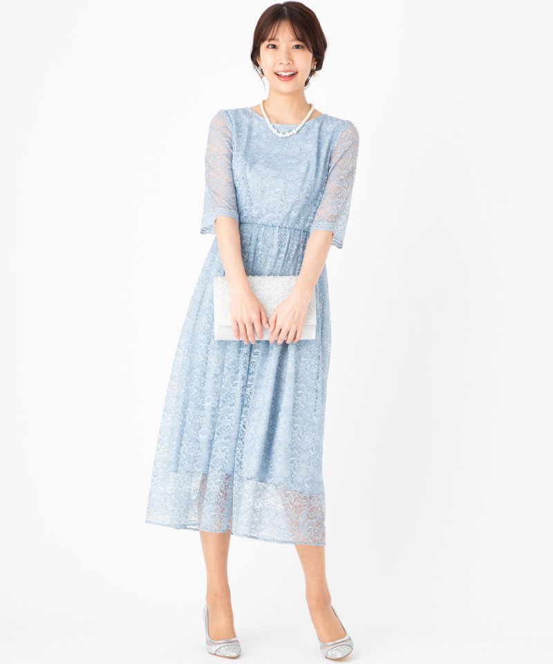 Aimer エメ　ラッセルレースアンクル丈ドレス Aimer 【ドレス2点セット】エメ ラッセルレース5分袖アンクル丈ドレス