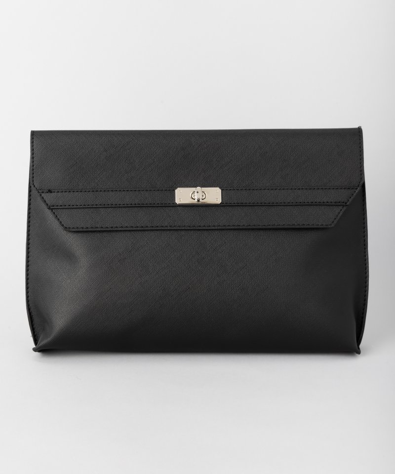 Select Shop サフィアーノレザー金具付クラッチバッグ ブラック系