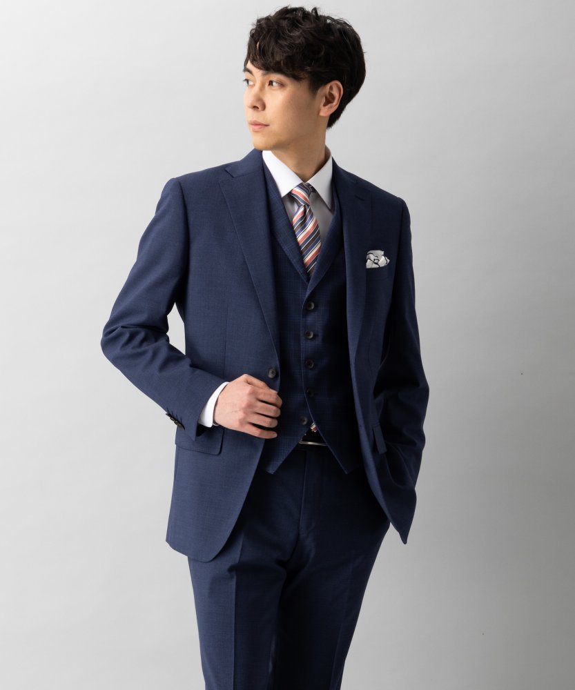 Select Shop [LR13]ロロピアーナ・チェック柄2ピーススーツ ネイビー系