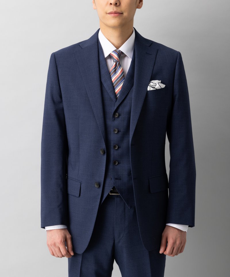 P.S.FA 衿付きセパレートベストスリーピーススーツ ネイビー系 | 結婚