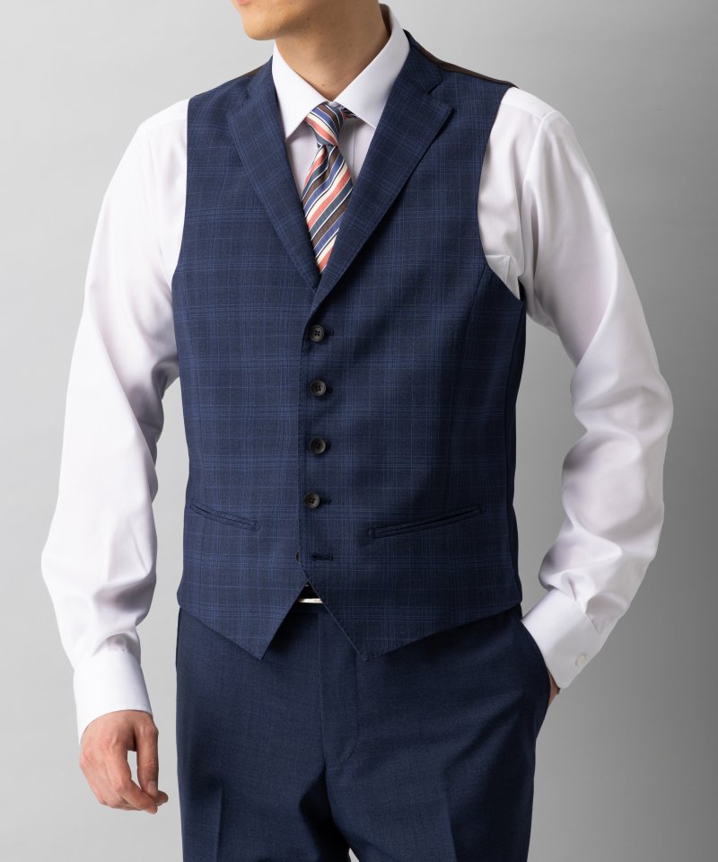 P.S.FA 衿付きセパレートベストスリーピーススーツ ネイビー系 | 結婚