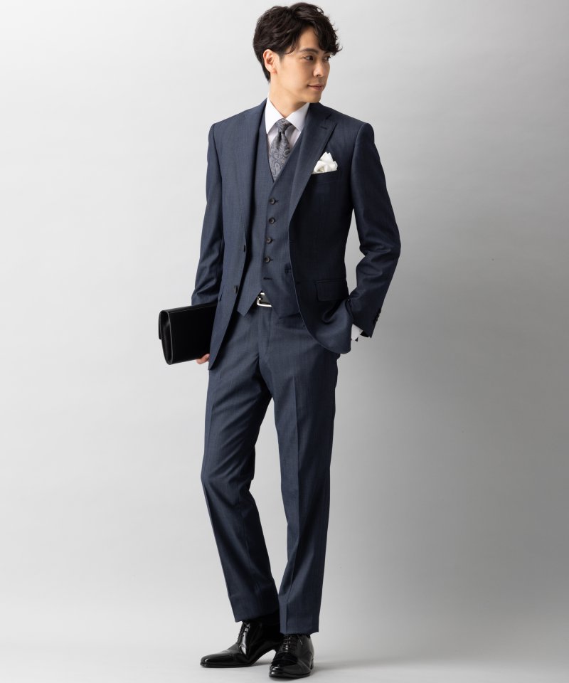 P.S.FA デニムライクスリーピーススーツ ネイビー系 | 結婚式