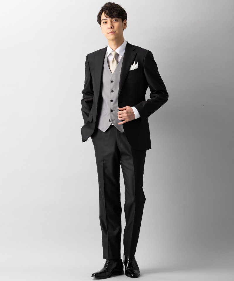 Select Shop スリムフィットシャイニースキンスリーピーススーツ