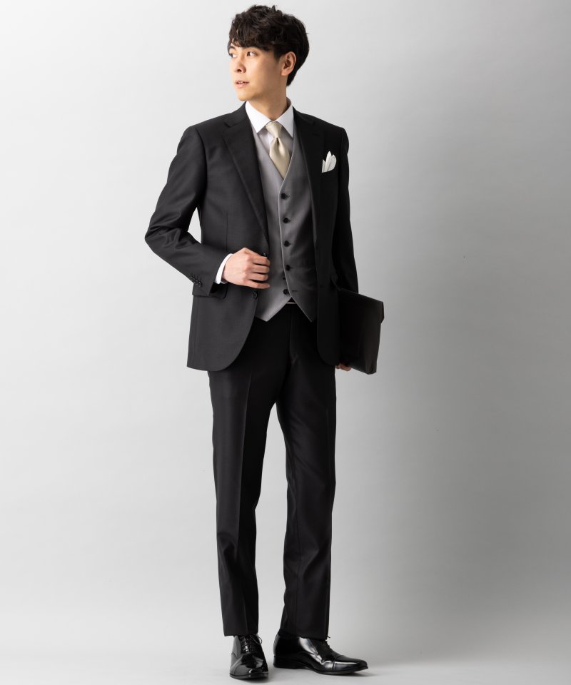 Select Shop スリムフィットシャイニースキンスリーピーススーツ