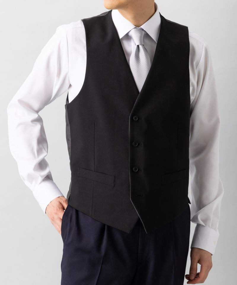 スーツセレクト　3ピース ネイビー　ベスト　ジャケットSUITSELECT スリーピーススーツのかっこいい着こなしかた | SUIT LIBRARY