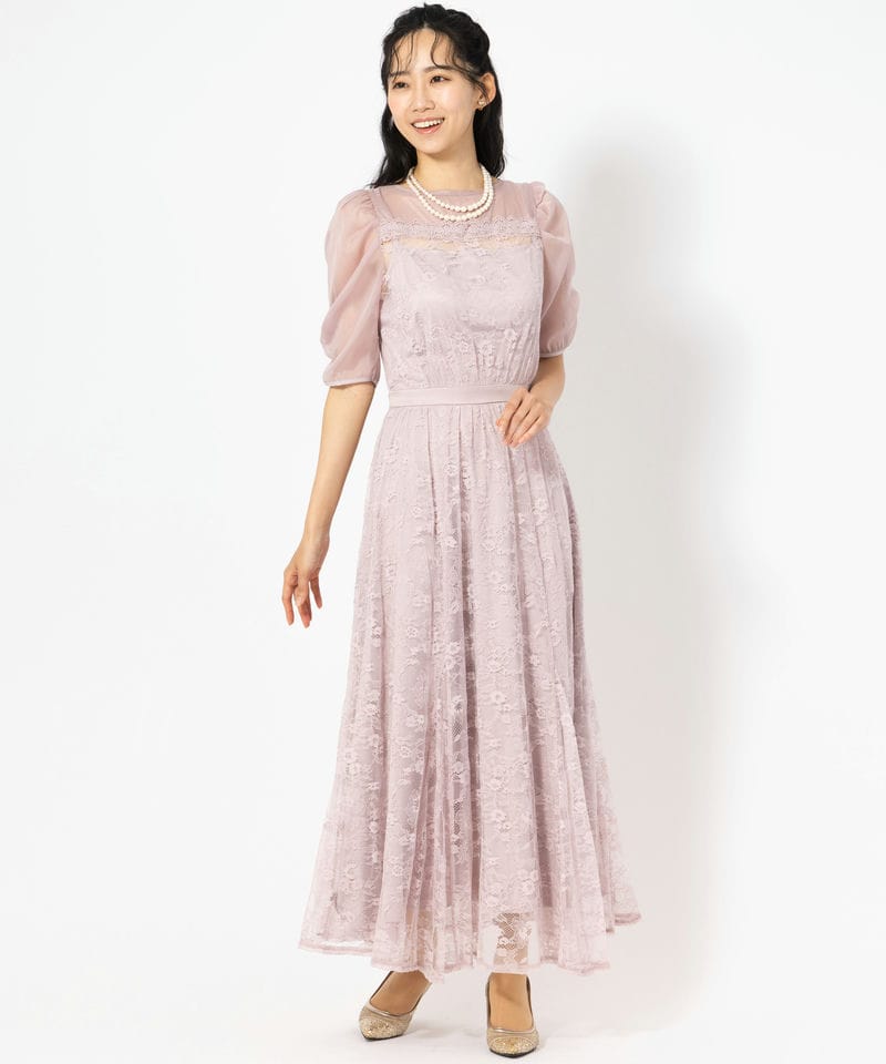 dazzlin ダズリン チュールレースベアコンビドレス ブルー系 | 結婚式