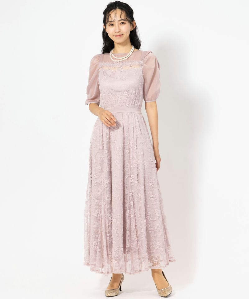 dazzlin ダズリン チュールレースベアコンビドレス ピンク系 | 結婚式