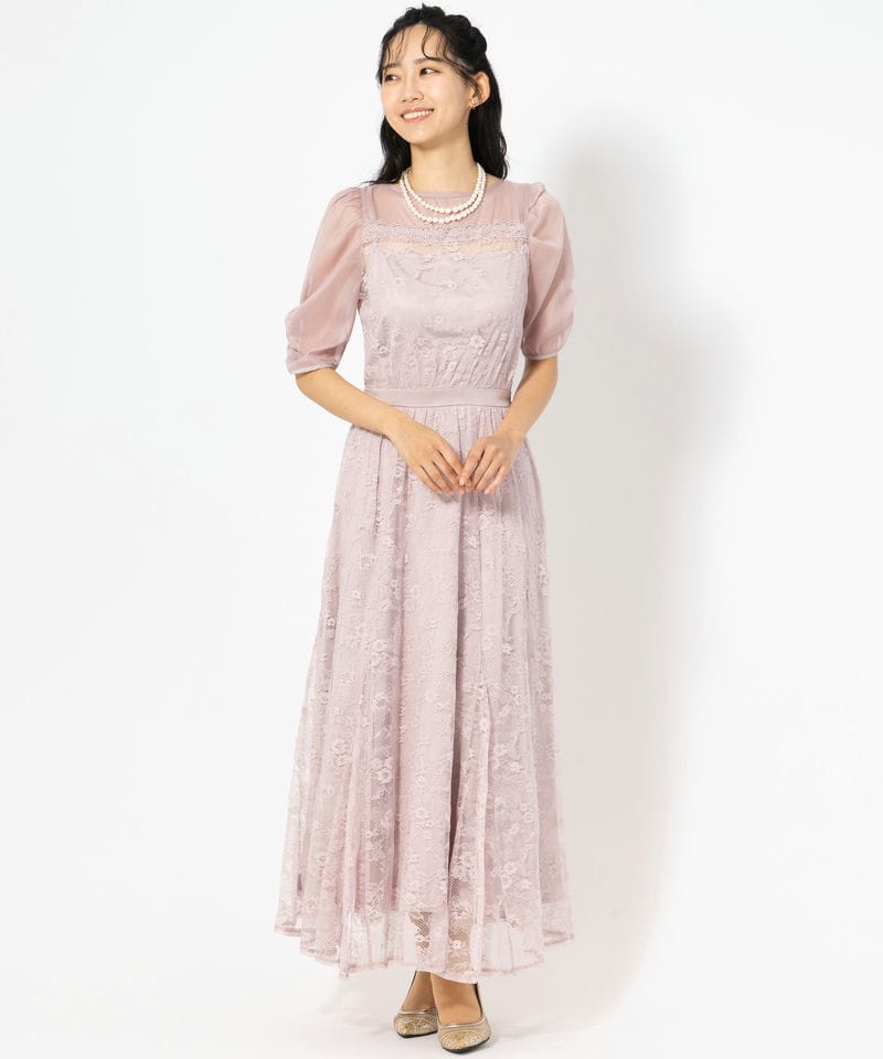 dazzlin ダズリン チュールレースベアコンビドレス ピンク系 | 結婚式