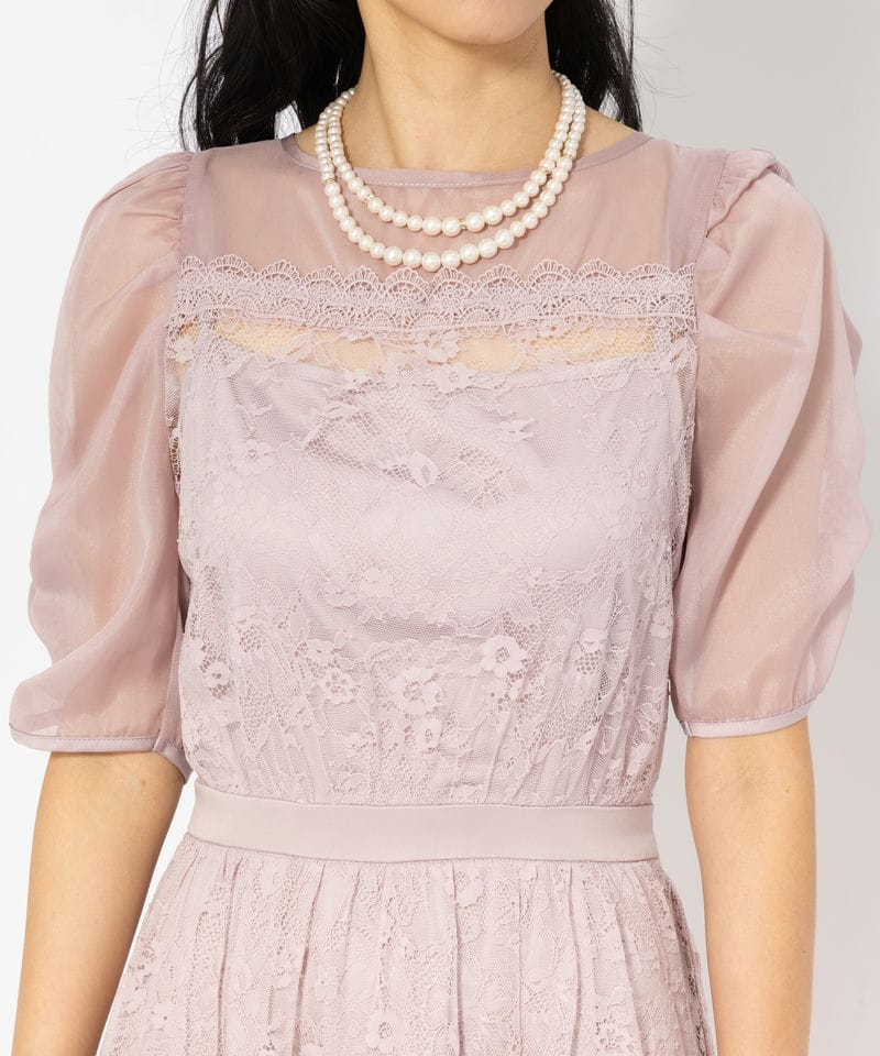 dazzlin ダズリン チュールレースベアコンビドレス ピンク系 | 結婚式