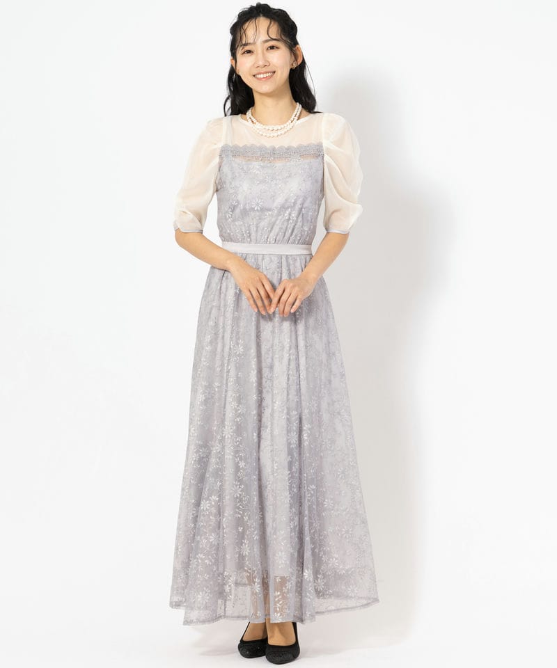 dazzlin ダズリン チュールレースベアコンビドレス ブルー系 | 結婚式