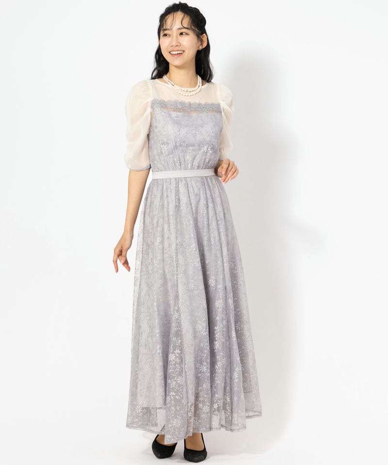 dazzlin ダズリン チュールレースベアコンビドレス ブルー系 | 結婚式