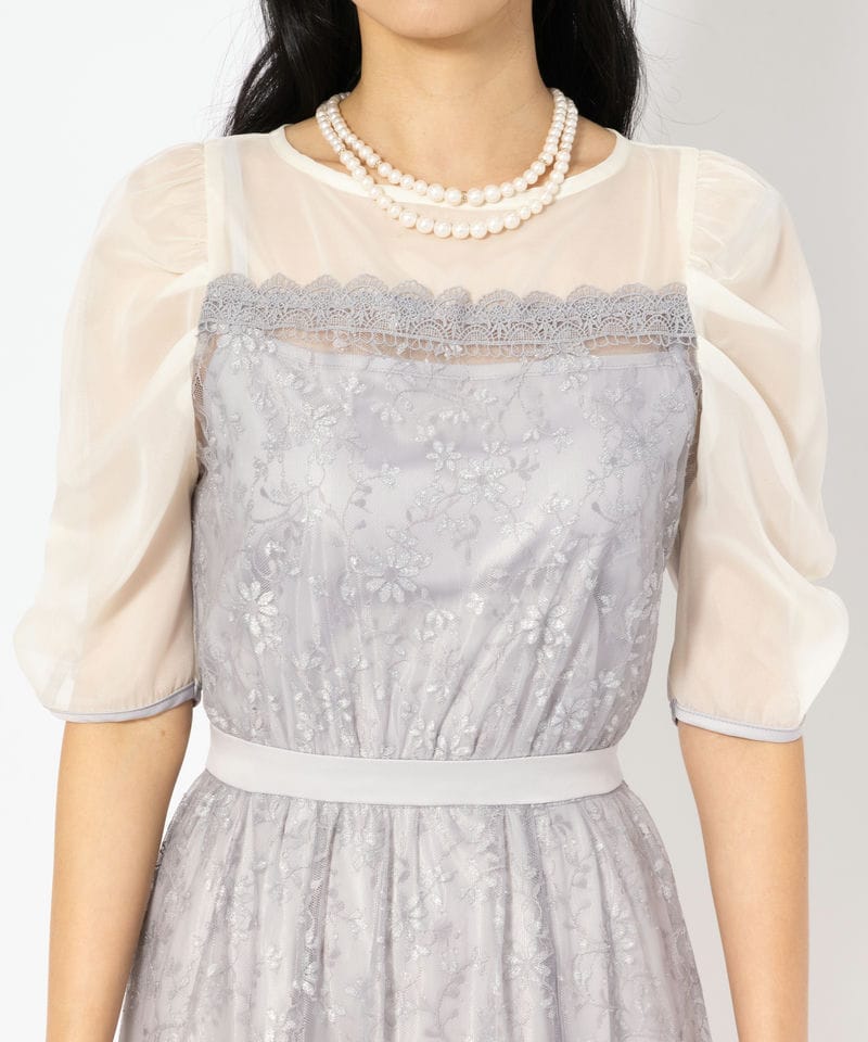 dazzlin ダズリン チュールレースベアコンビドレス ブルー系 | 結婚式