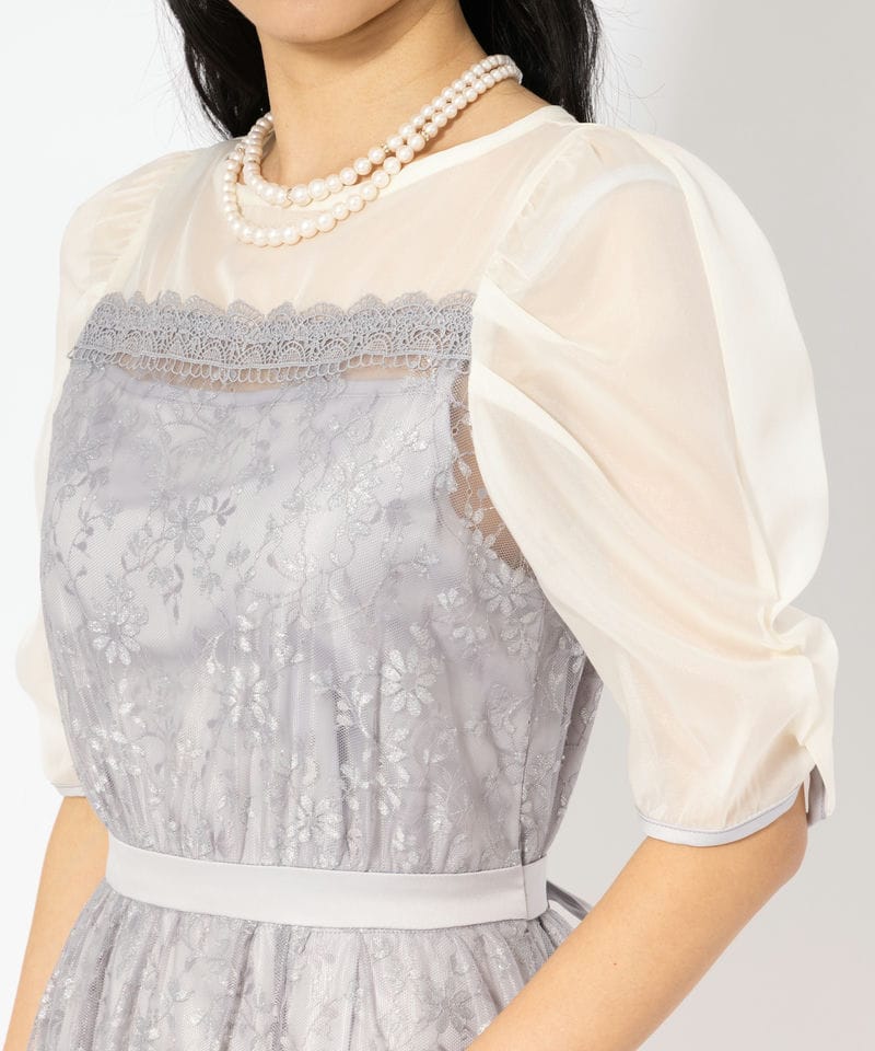 dazzlin ダズリン チュールレースベアコンビドレス ブルー系 | 結婚式