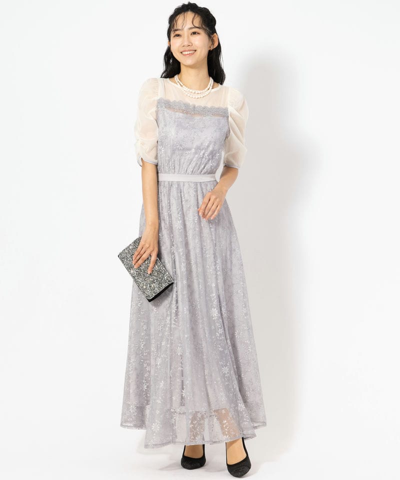 dazzlin ダズリン チュールレースベアコンビドレス ブルー系 | 結婚式