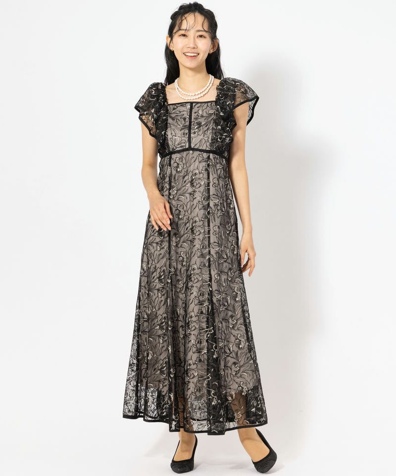 dazzlin ダズリン チュール刺繍マーメイドドレス ブラック系 | 結婚式