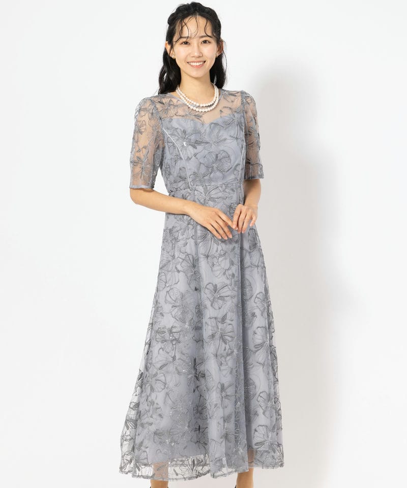 Aimer エメ ビオラモチーフスパンコール刺繍ドレス ブルー系 | 結婚式