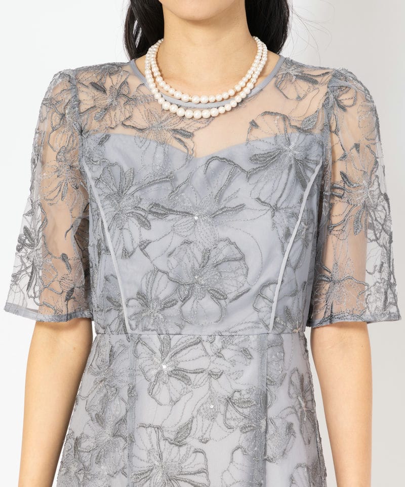 Aimer エメ ビオラモチーフスパンコール刺繍ドレス ブルー系 | 結婚式