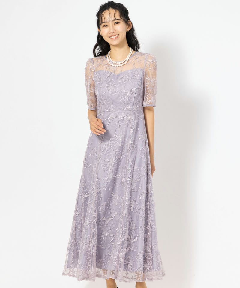 Aimer 【ドレス3点セット】エメ ベロアリボン付きラメレースドレス