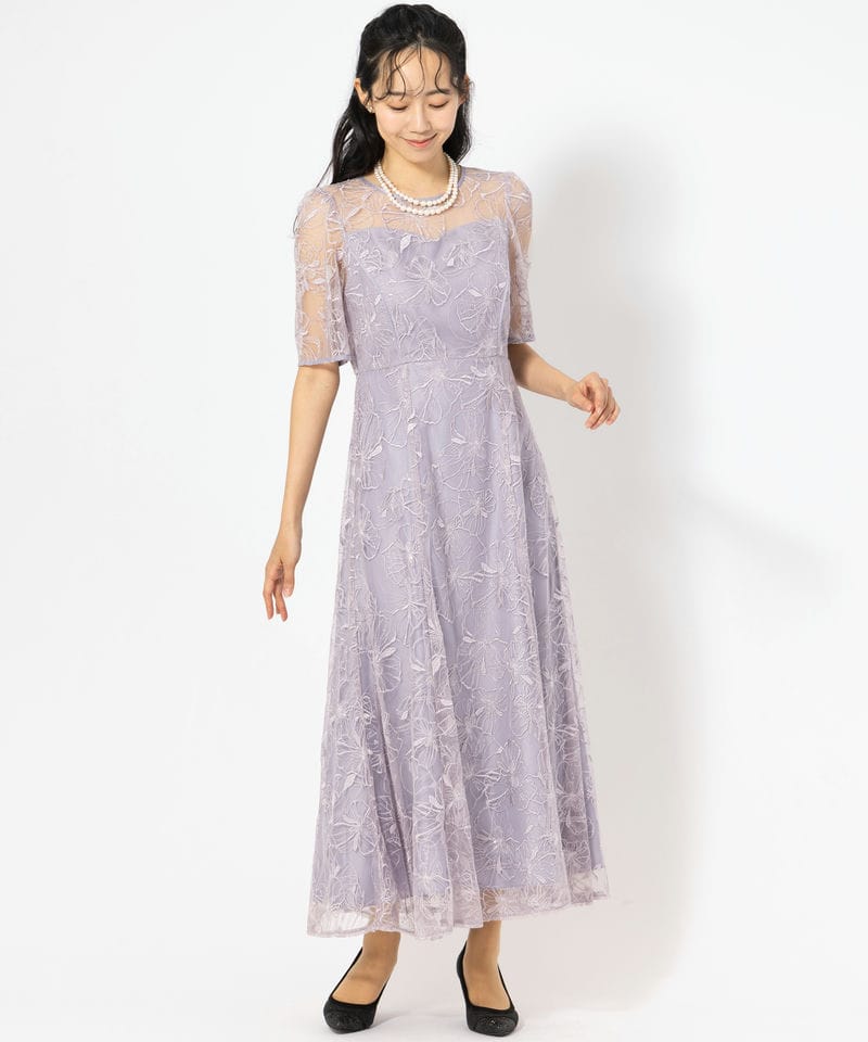 Aimer エメ ビオラモチーフスパンコール刺繍ドレス パープル系 | 結婚