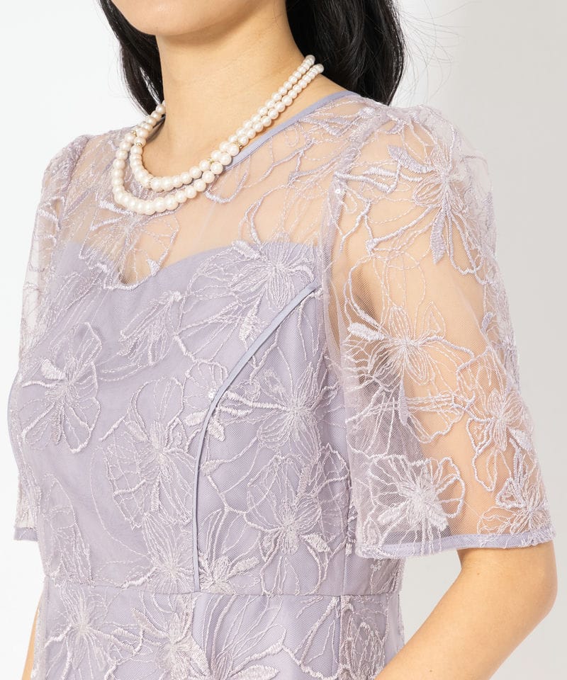 Aimer エメ ビオラモチーフスパンコール刺繍ドレス パープル系 | 結婚