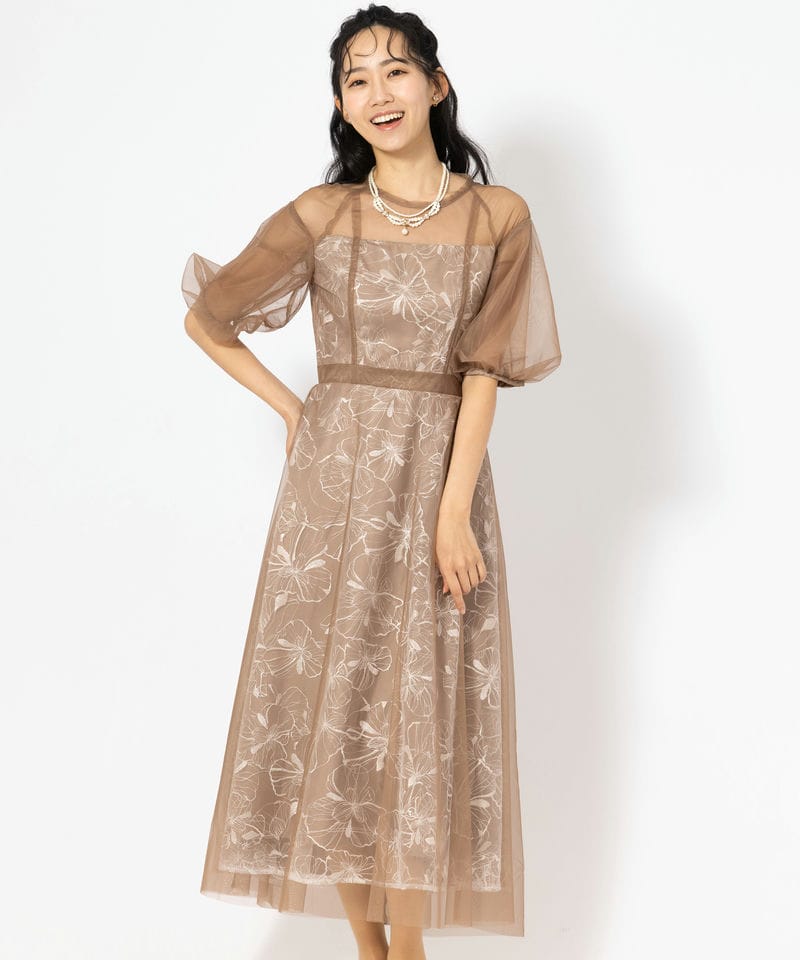 Select Shop パフスリーブチュールスパンコールドレス その他 x