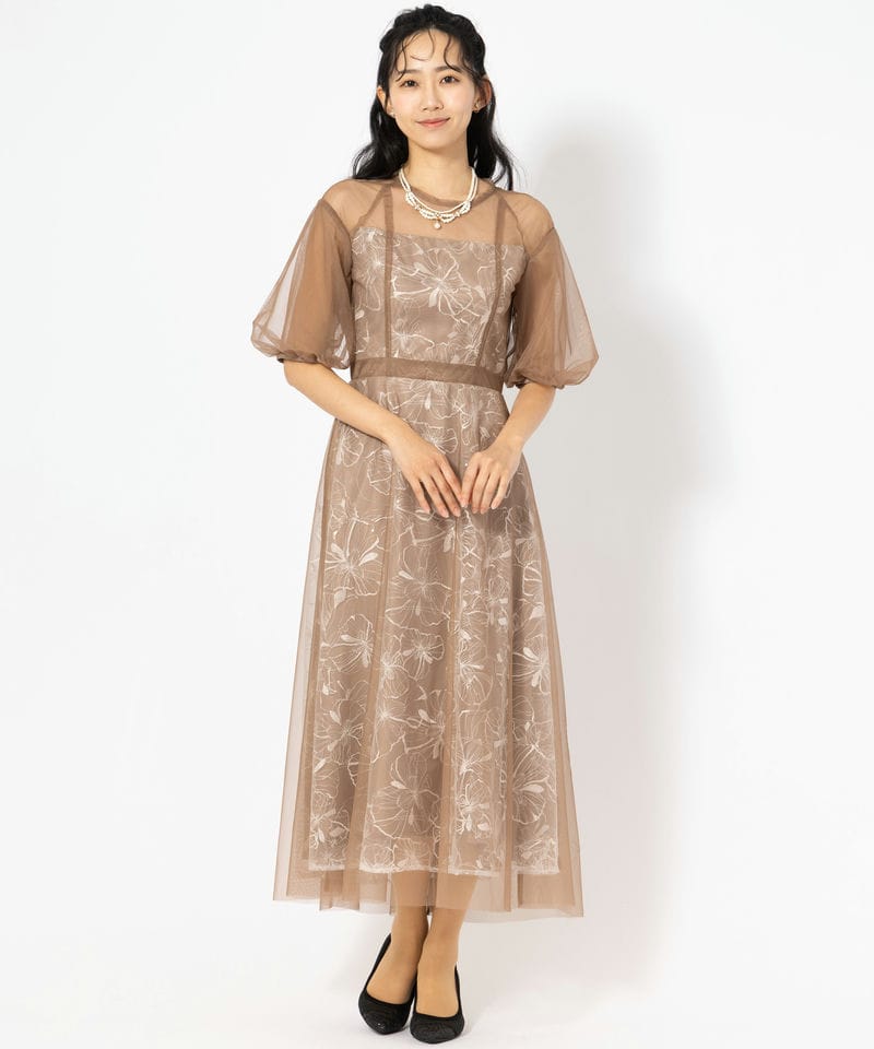 Select Shop パフスリーブチュールスパンコールドレス その他 x