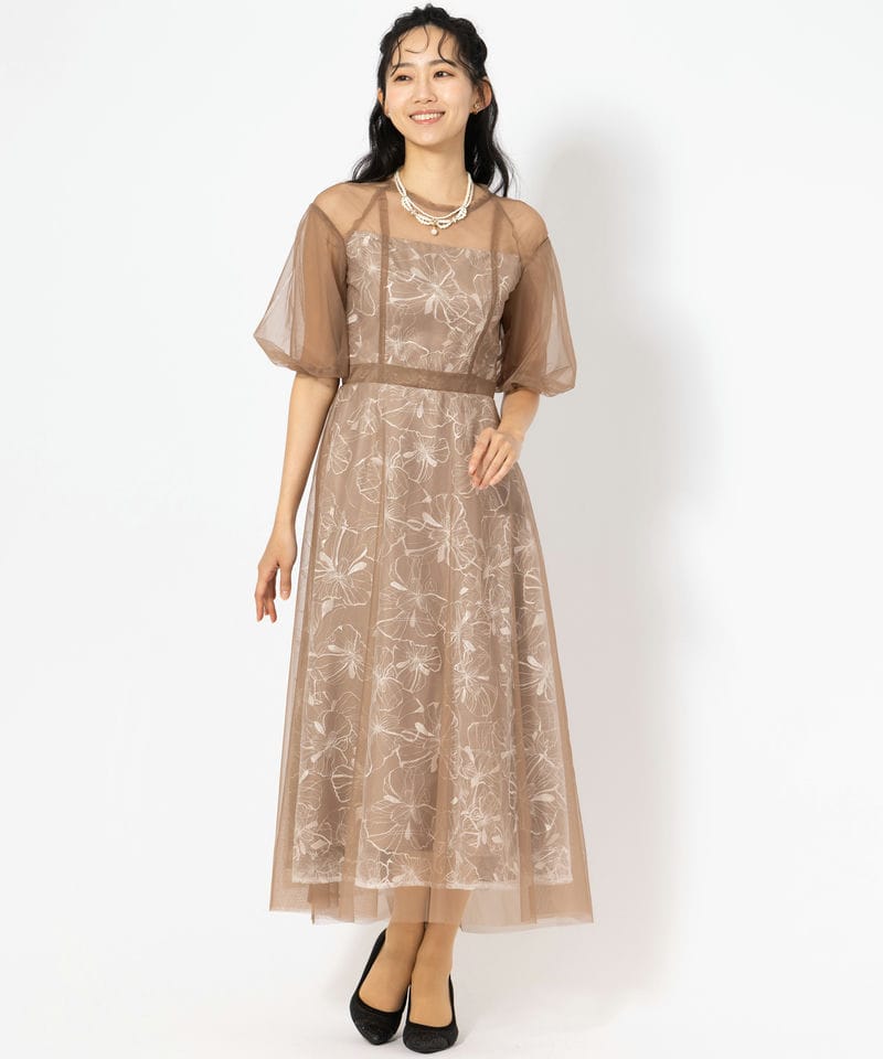 Select Shop パフスリーブチュールスパンコールドレス その他 x