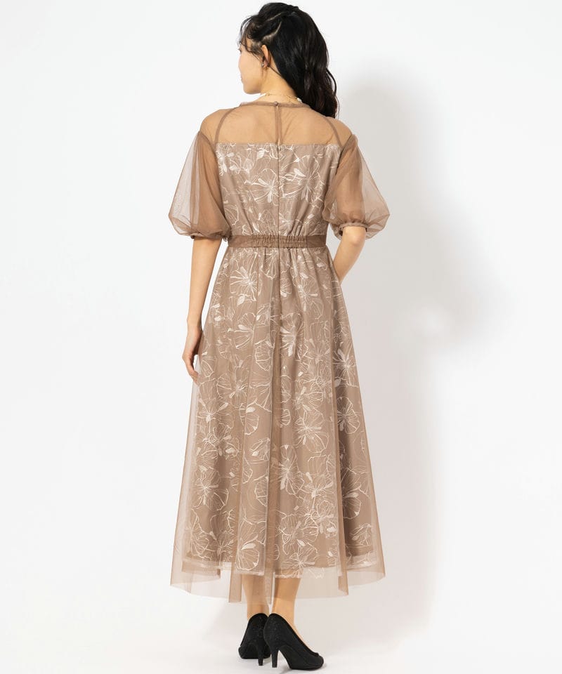 Select Shop パフスリーブチュールスパンコールドレス その他 x