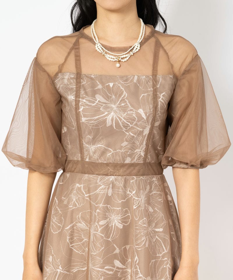 Select Shop パフスリーブチュールスパンコールドレス その他 x