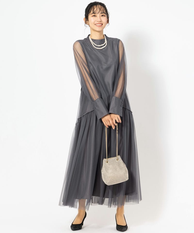 ANDRESD アンドレスド パイピングチュールドレス グレー系 | 結婚式